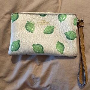 Coach Wristlet with Lime Print